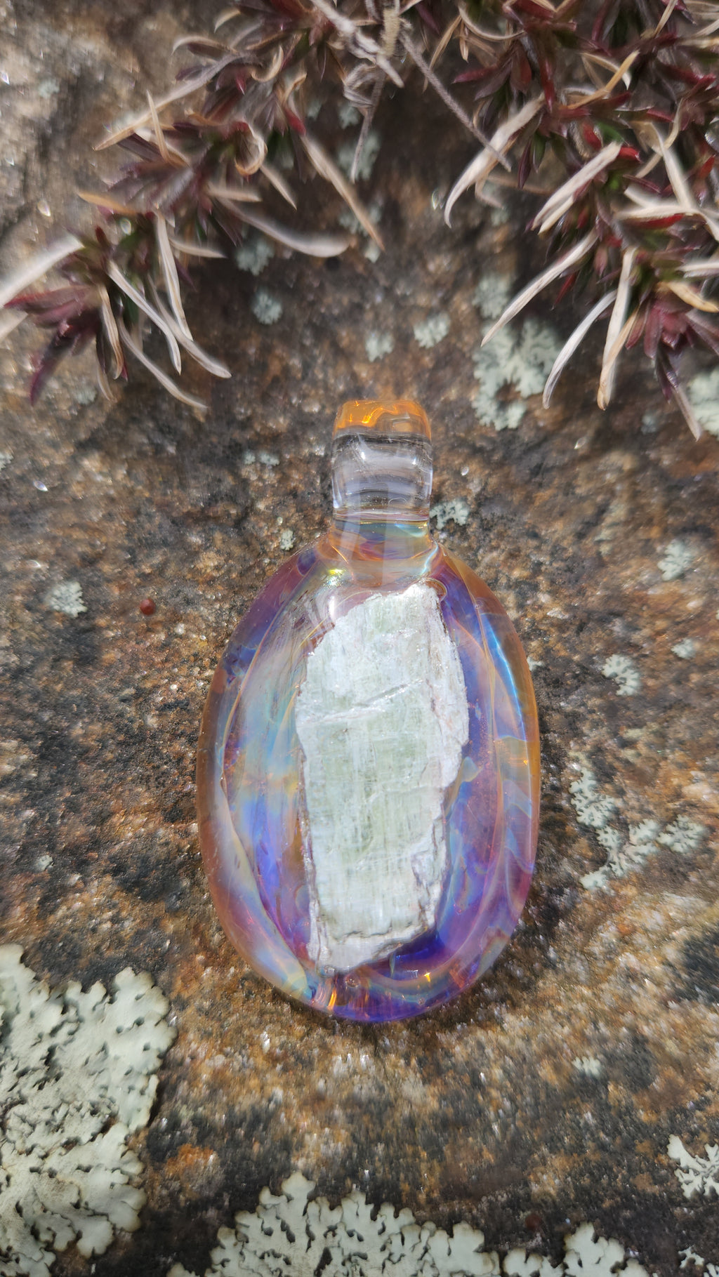 Encased Green Kyanite Glass Pendant