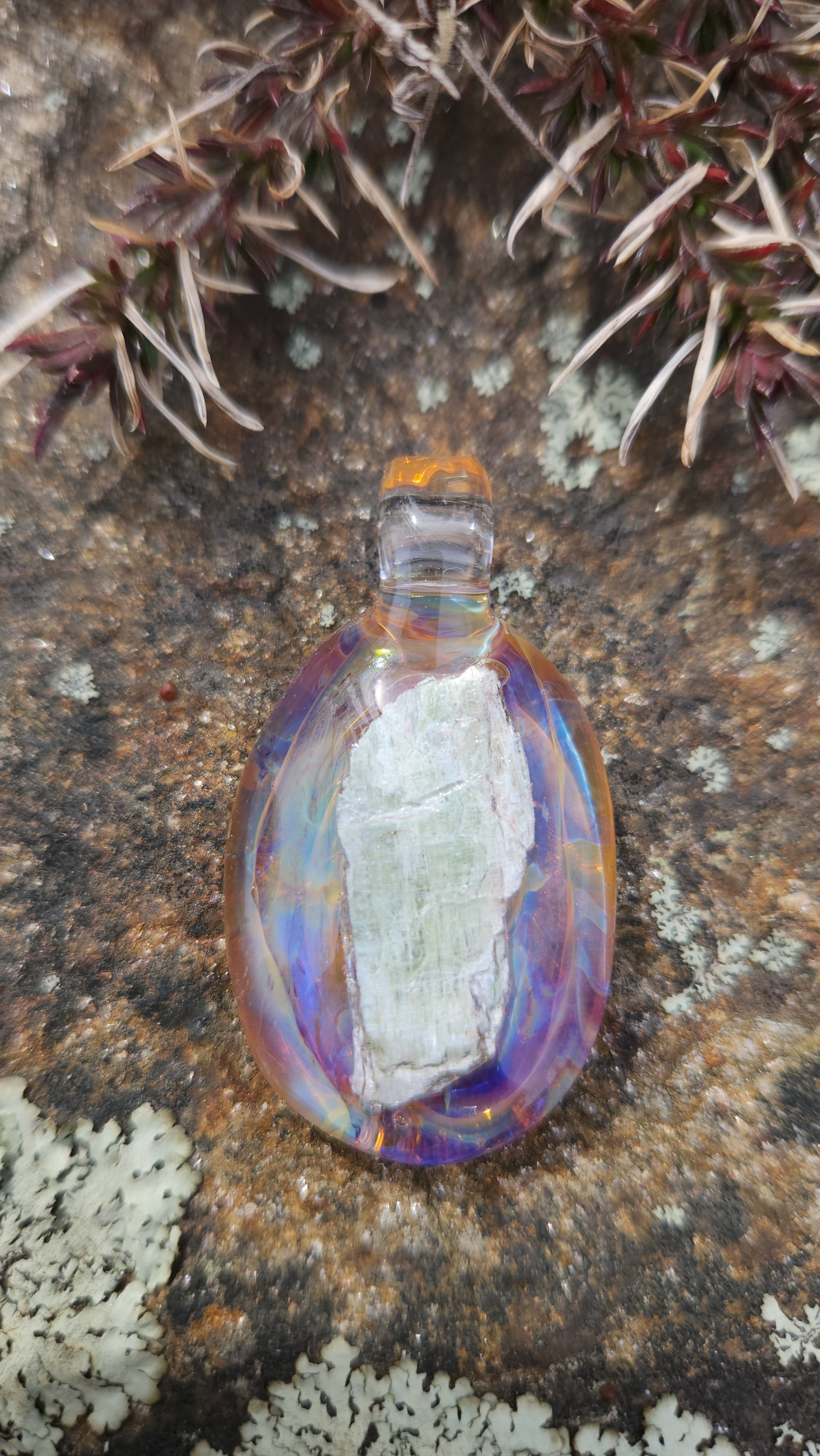 Encased Green Kyanite Glass Pendant