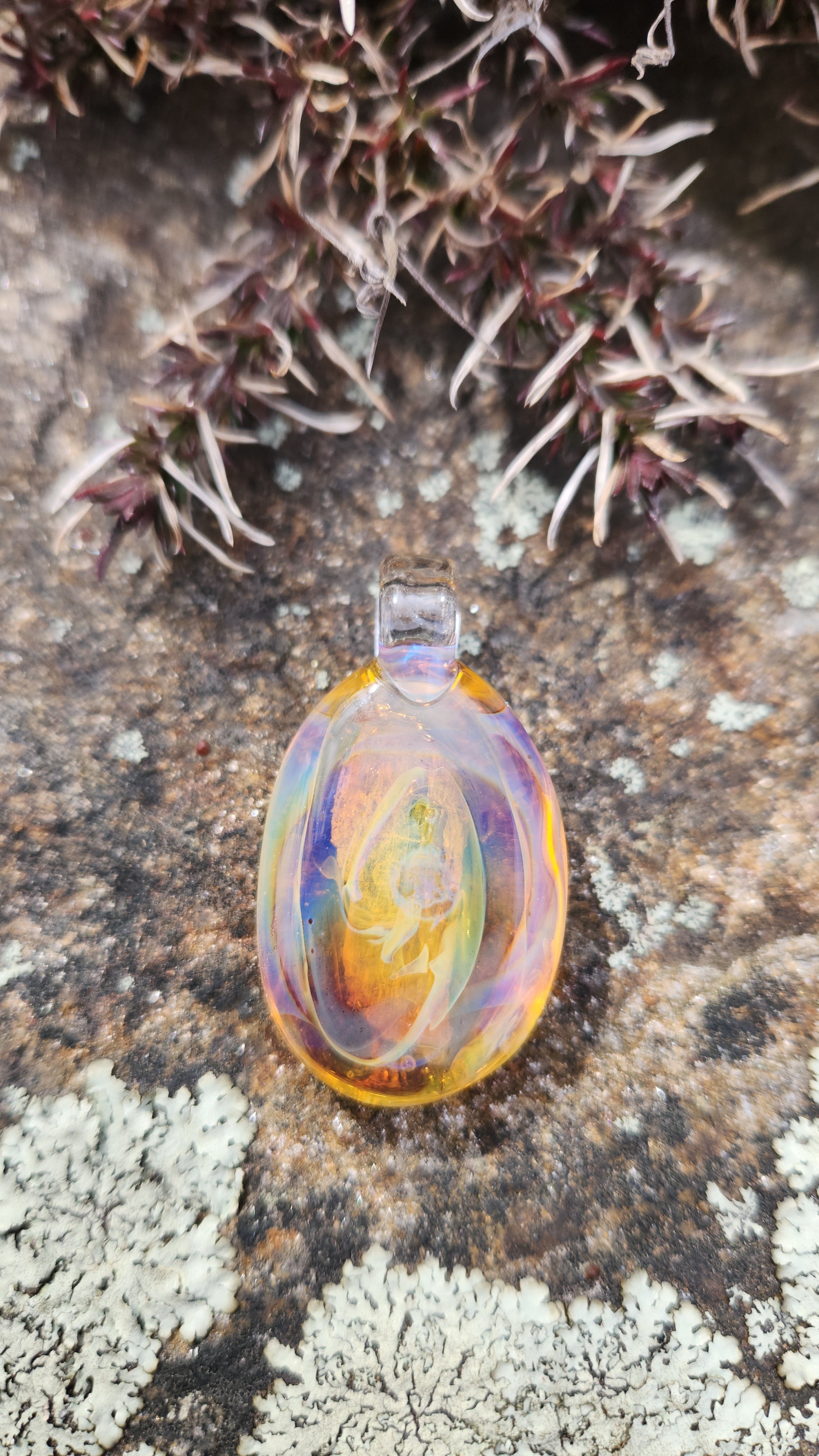 Encased Green Kyanite Glass Pendant