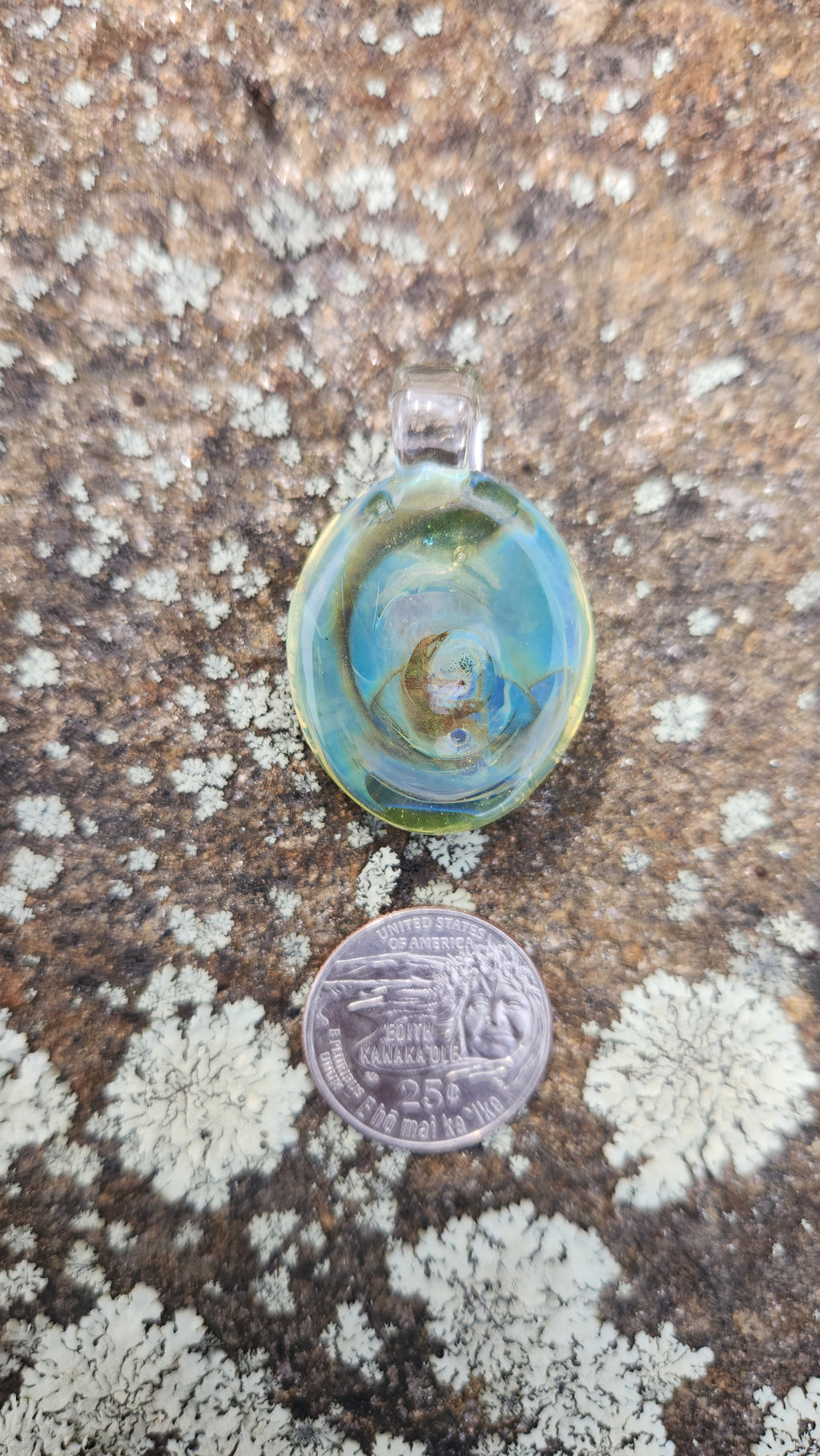 Encased Orange Kyanite Glass Pendant