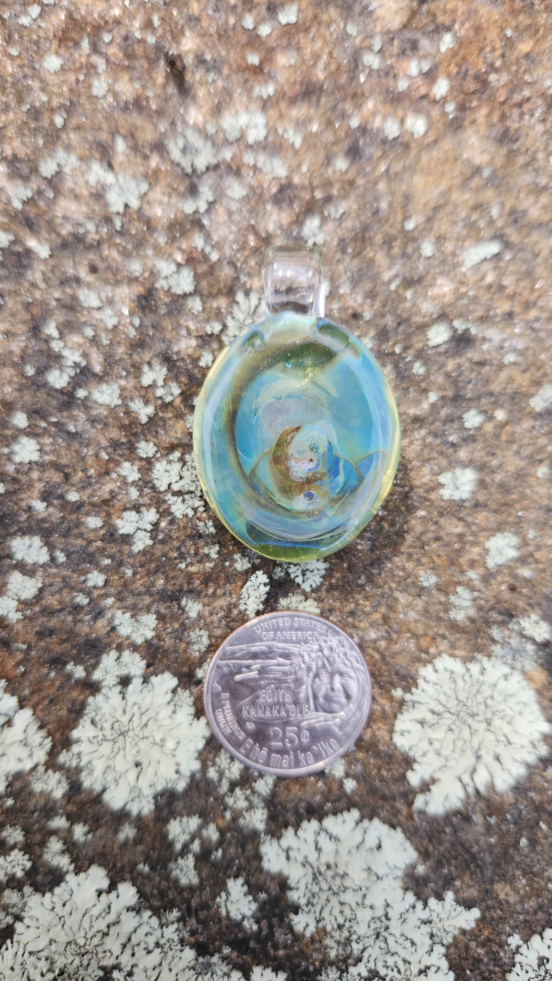 Encased Orange Kyanite Glass Pendant