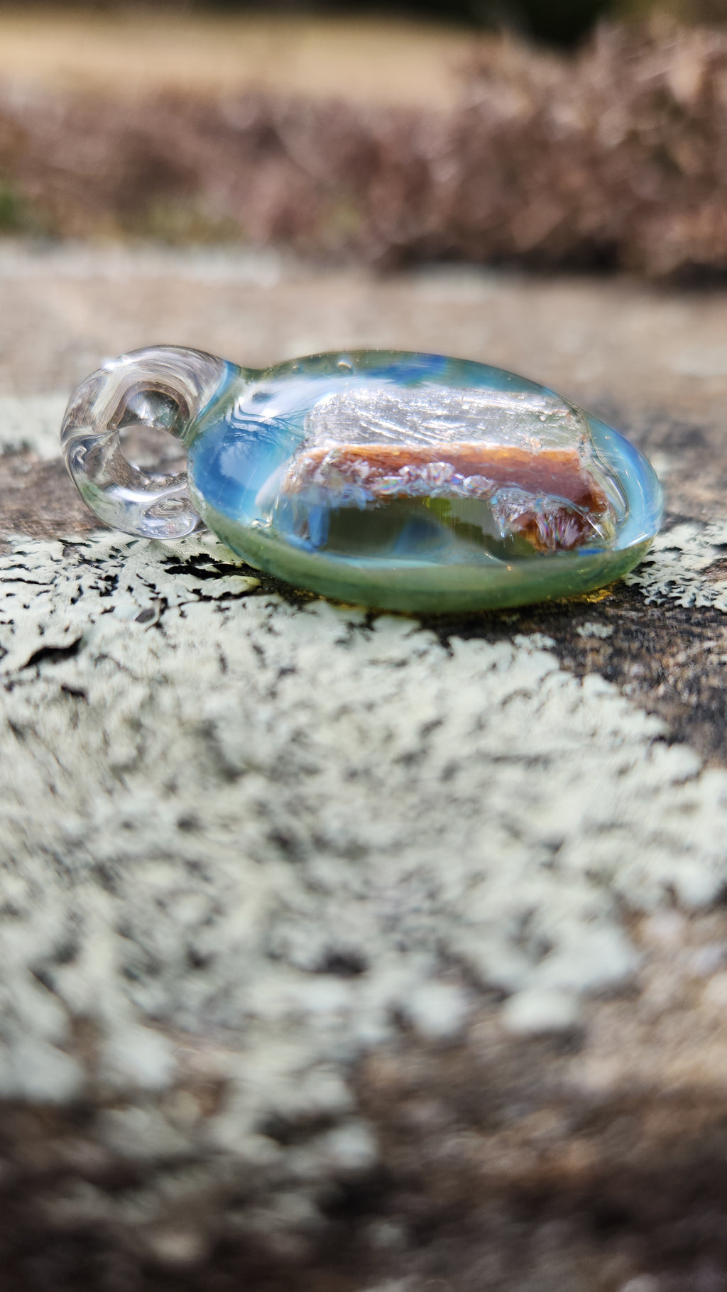 Encased Orange Kyanite Glass Pendant