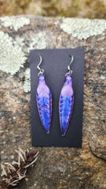 Pink Slyme Glass Feather Earrings With Steel Hooks