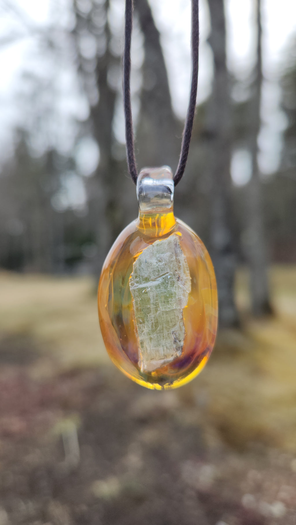 Encased Green Kyanite Glass Pendant