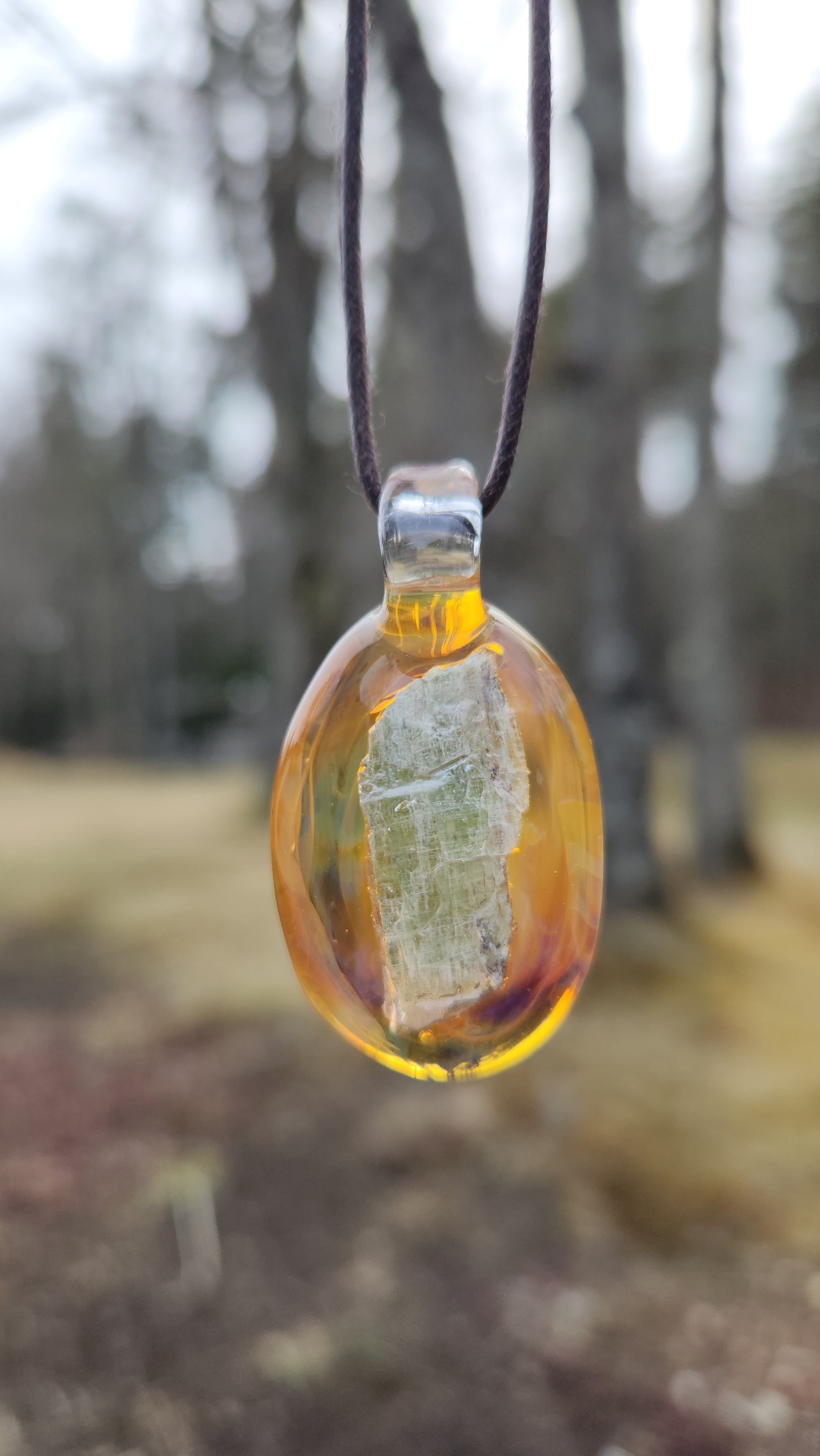 Encased Green Kyanite Glass Pendant