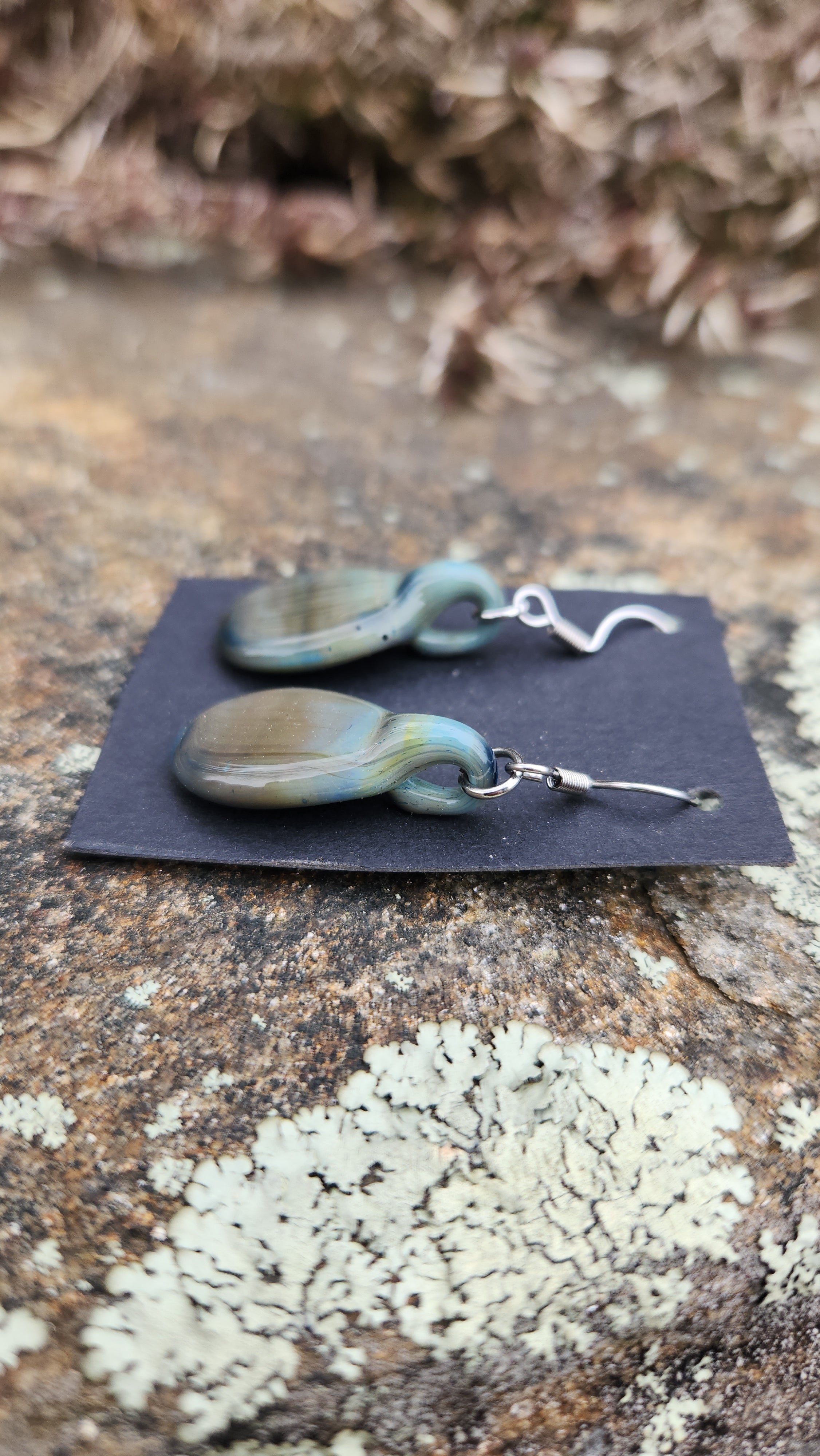 Glass earrings (blue moon)