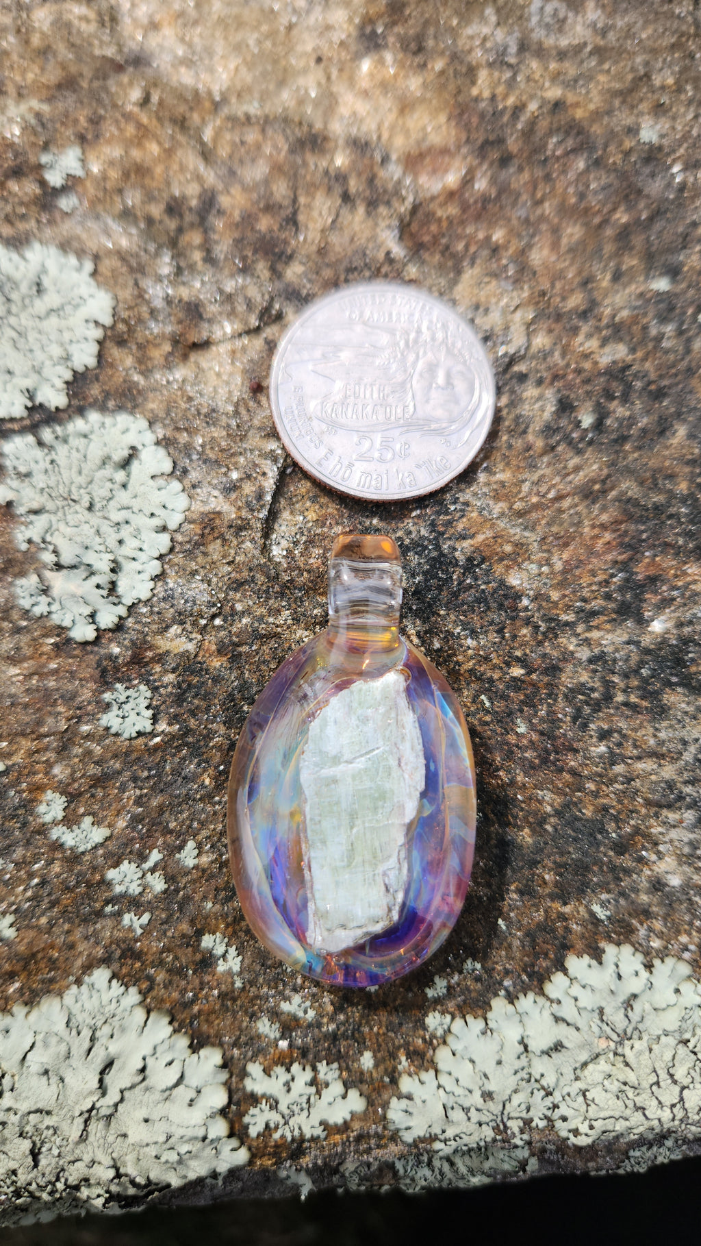 Encased Green Kyanite Glass Pendant