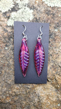 Telemagenta Glass Feather Earrings With Steel Hooks