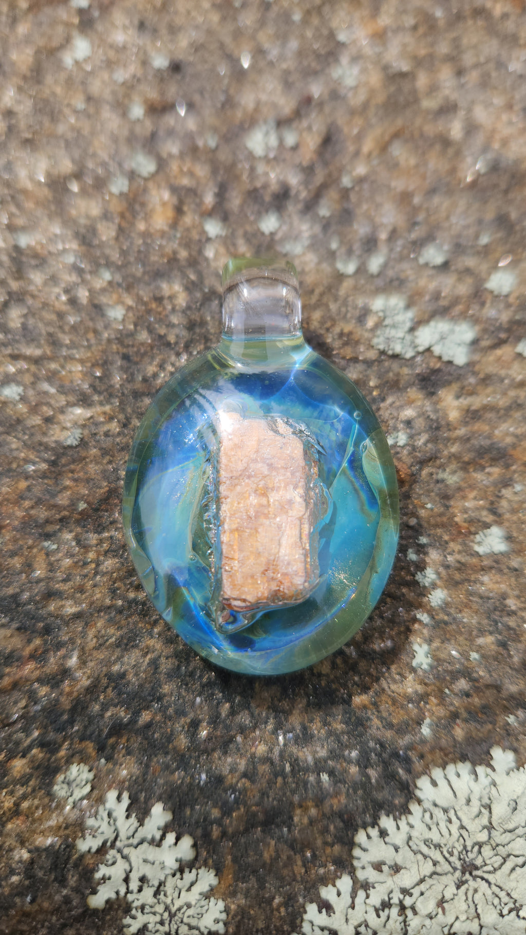 Encased Orange Kyanite Glass Pendant