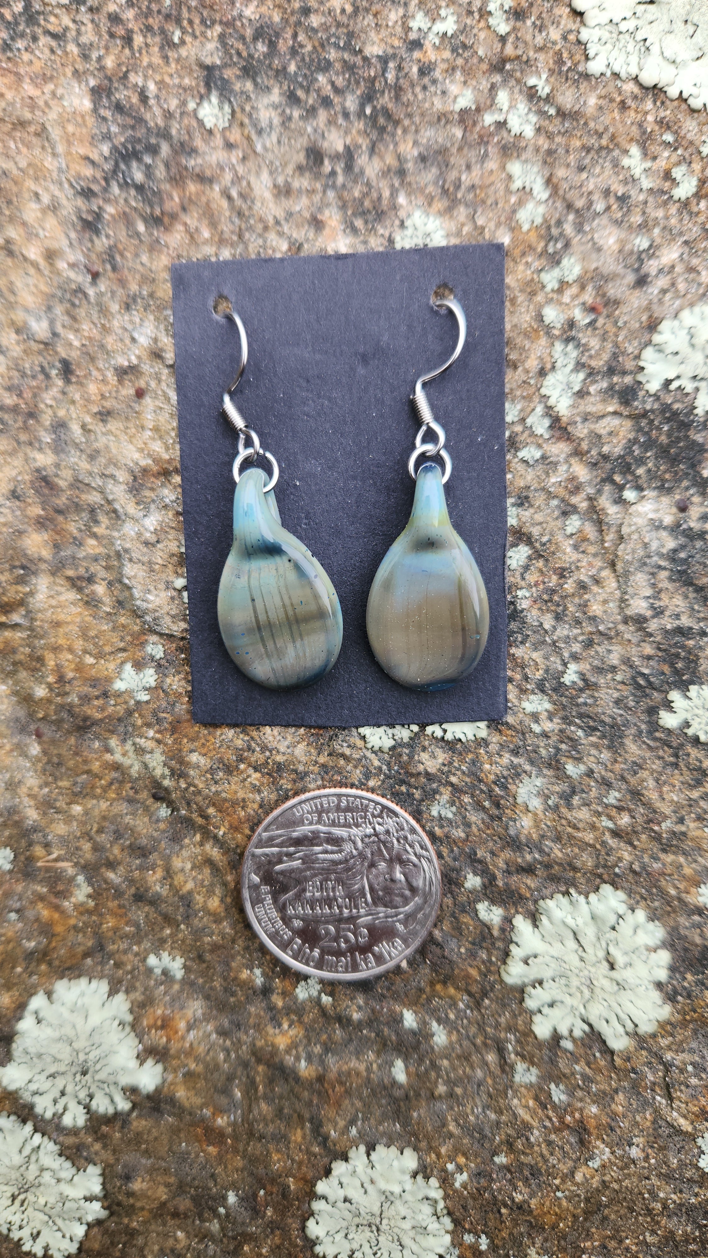 Glass earrings (blue moon)
